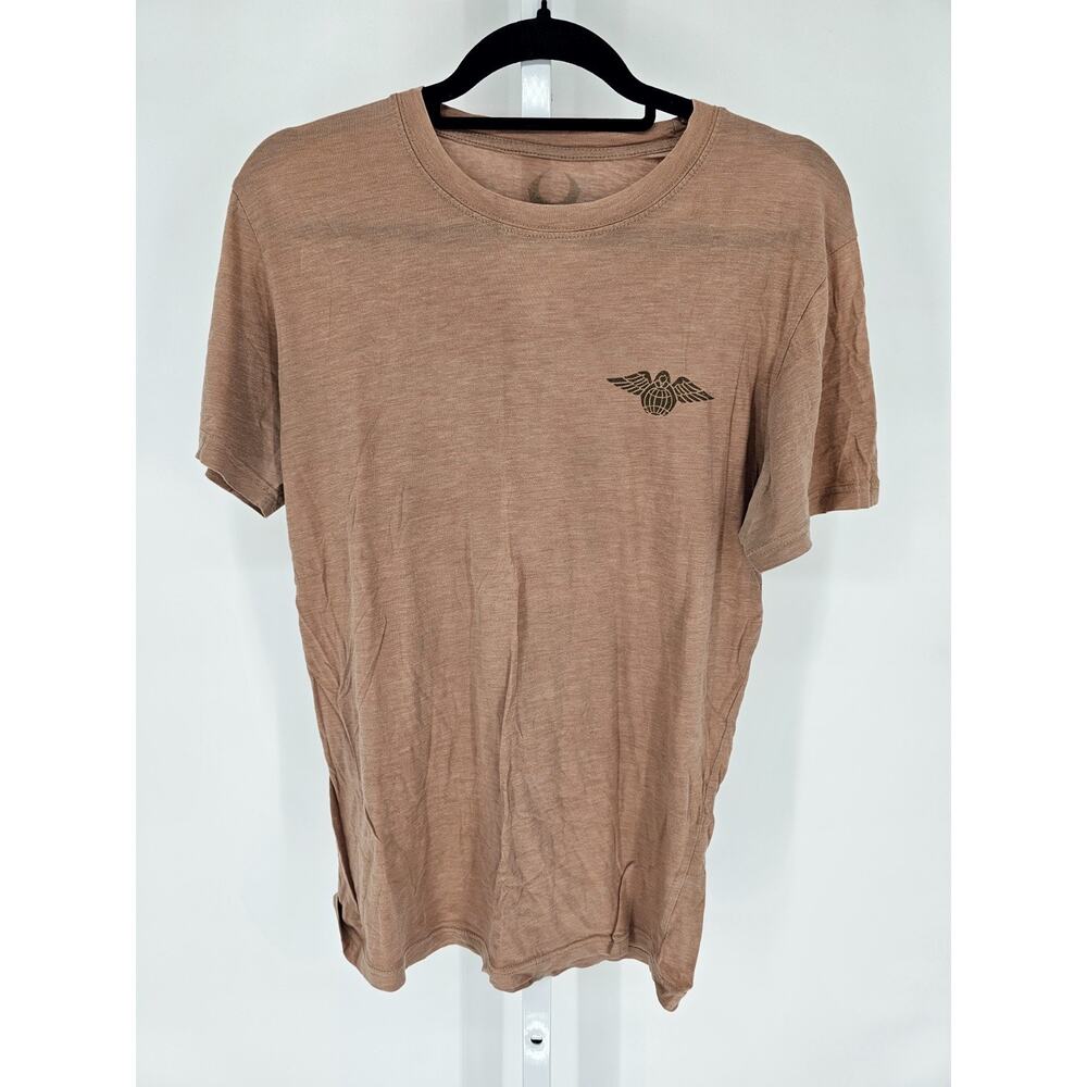 Hylete Mens Sz L Short Sleeve Athletic T Shirt Beige Brown